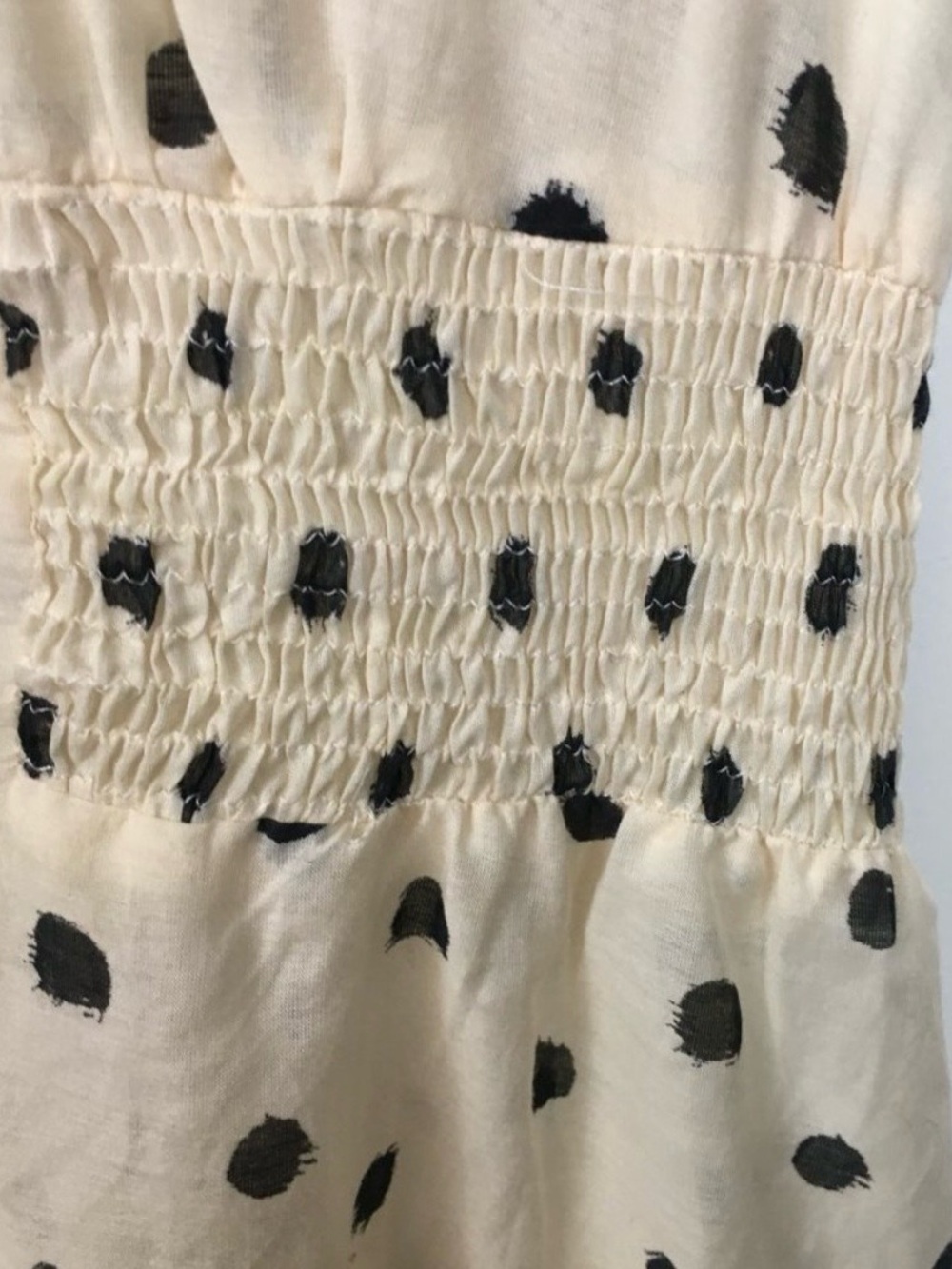 Floreat Polka Dot Cap Sleeve Peplum Blouse with Green Trim - Picture 3 of 4